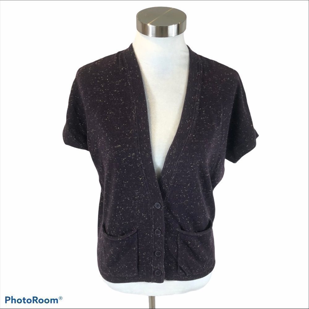 Gap Purple and Yellow Short Sleeved Cardigan XS